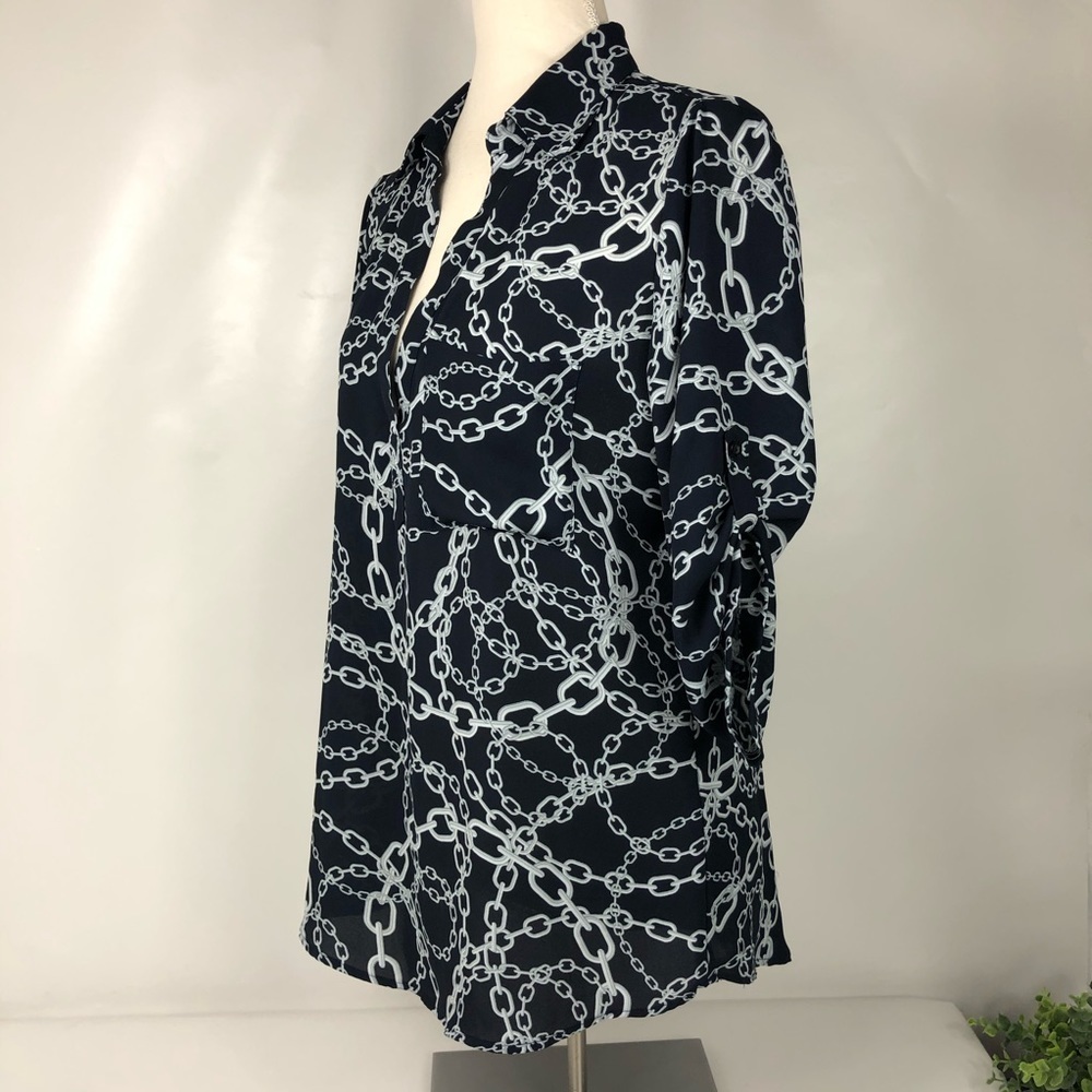 Soho New York & Company Jeans Chain Design Blouse size M - Picture 4 of 10